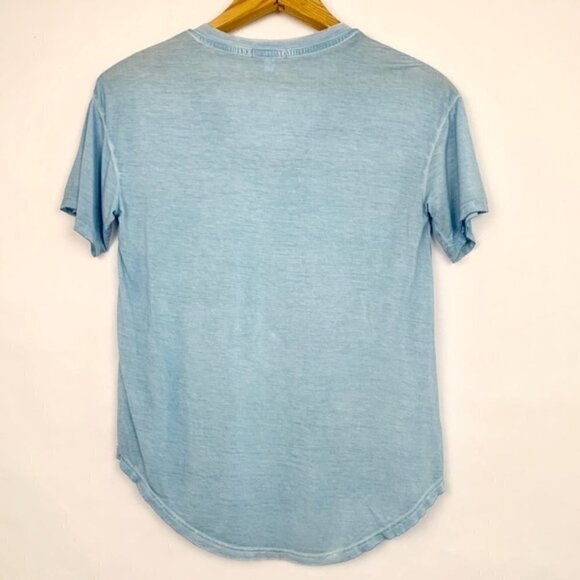 Abound Casual Nordstrom V Neck High Low Shirt Raw Hem Light Blue - Picture 4 of 9